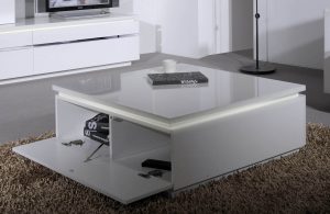 Logan White High Gloss Coffee Table with Storage & Lights | FADS