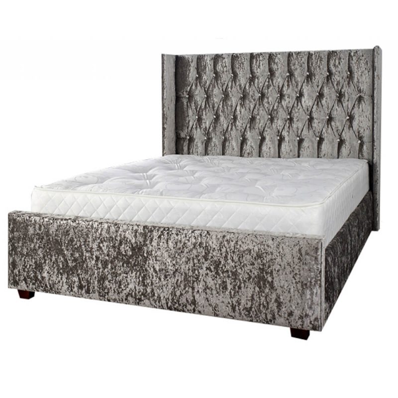 Gabriella Silver Crushed Velvet Bed Frame FADS