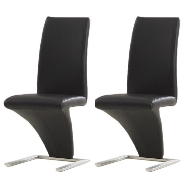 Black Z Shaped Dining Chairs Faux Leather | Dining Chairs | FADS