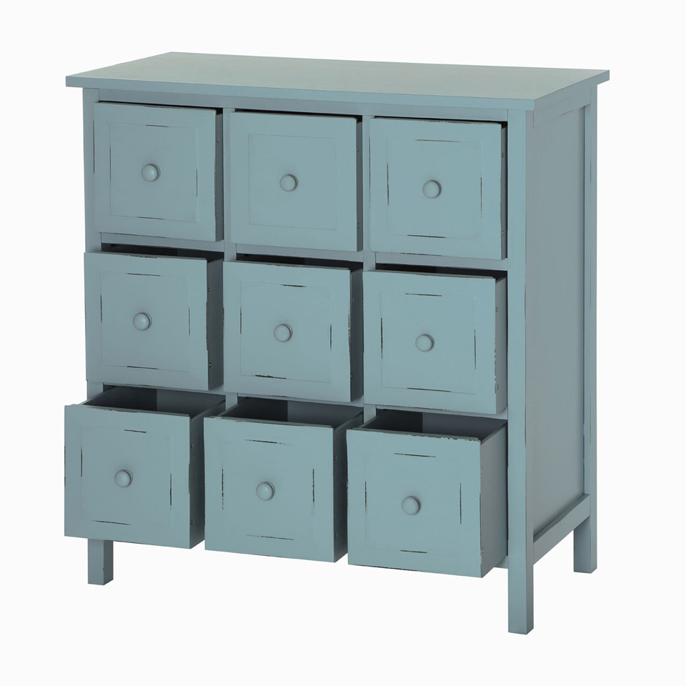 Vintage 9 Drawer Chest Blue Or Cream | FADS.co.uk