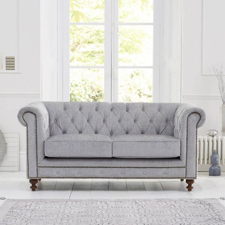 Montrose Grey Fabric 2 Seater Chesterfield Sofa | FADS