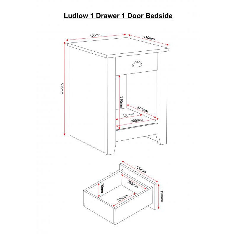 Ludlow Grey Bedside Table Bedside Table FADS