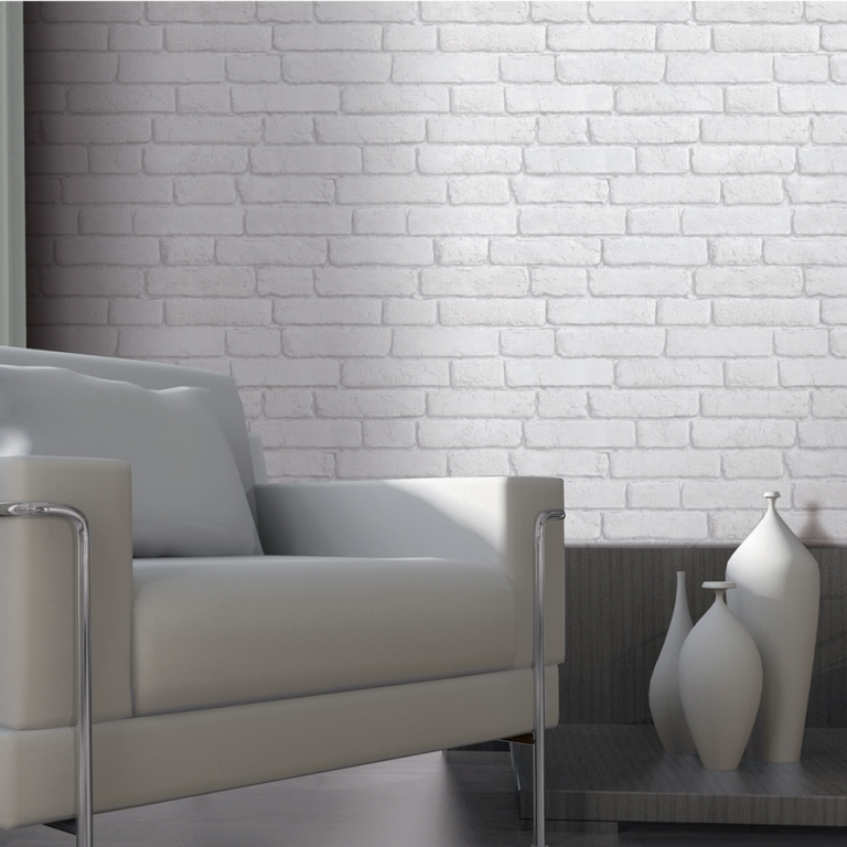 Muriva Bluff White Brick Wallpaper Industrial Style - FADS