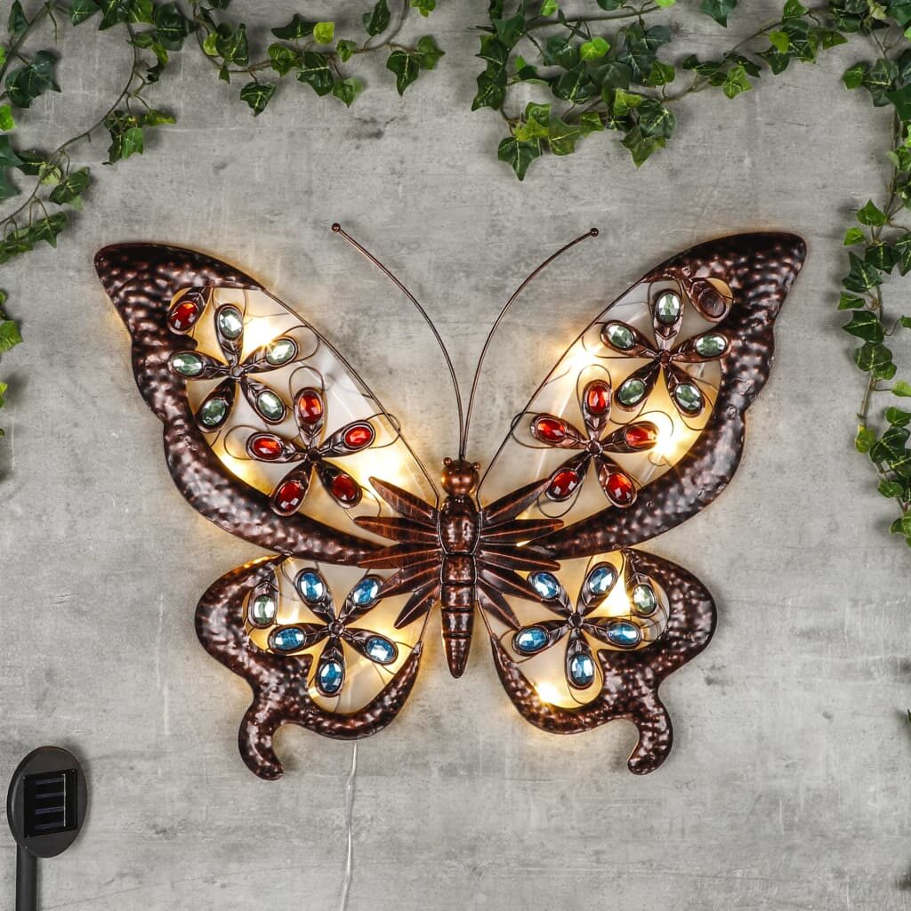 solar butterfly garden wall art